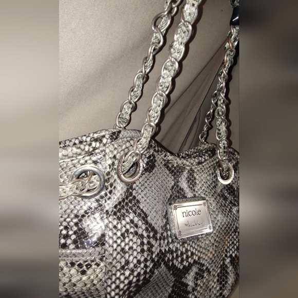 NICOLE BY NICOLE MILLER SNAKESKIN EMBOSSED BAG - Picture 3 of 16